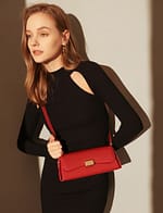 Women's Retro Leather Baguette Underarm Bag