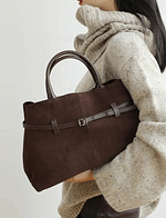 Women's Genuine Suede Top Handle Shoulder Tote Bag