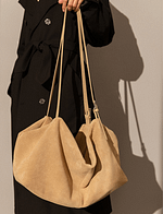 Leather Soft Suede Slouch Shoulder Bag, Commuter Bag