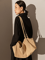 Leather Soft Suede Slouch Shoulder Bag, Commuter Bag