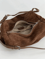 Leather Soft Suede Slouch Shoulder Bag, Commuter Bag