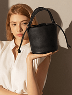 Genuine Leather Mini Crossbody Bucket Bag