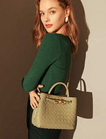 Genuine Leather Basket Woven Shoulder Crossbody Bag