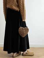 Genuine Horse Hair Suede Heart-Shaped Handbag