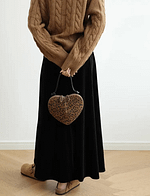 Genuine Horse Hair Suede Heart-Shaped Handbag