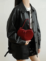 Genuine Horse Hair Suede Heart-Shaped Handbag