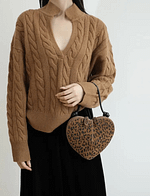 Genuine Horse Hair Suede Heart-Shaped Handbag