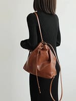 Retro Leather 2-In-1 Convertible Drawstring Backpack Tote