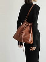 Retro Leather 2-In-1 Convertible Drawstring Backpack Tote