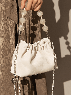 Cloud Beaded Top Handle Cross-body Bag