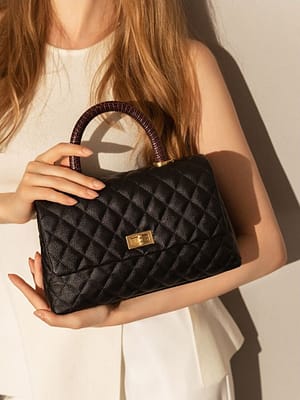 Women's Genuine Leather Vintage Quilted Handbag