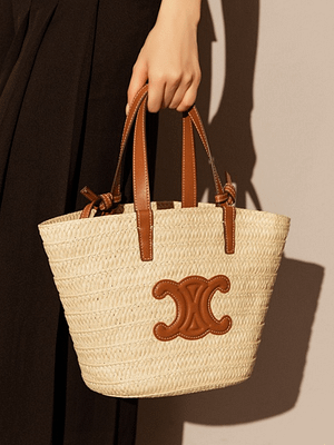 Women's Raffia Woven Crossbody Shoulder Basket Bag