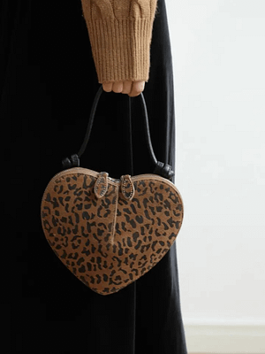 Genuine Horse Hair Suede Heart-Shaped Handbag