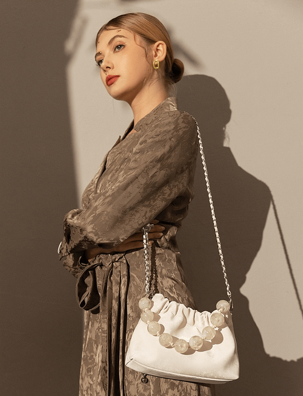 Cloud Beaded Top Handle Cross-body Bag