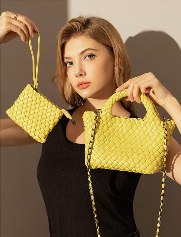 Women's Mini Woven Top Handle Crossbody Bag