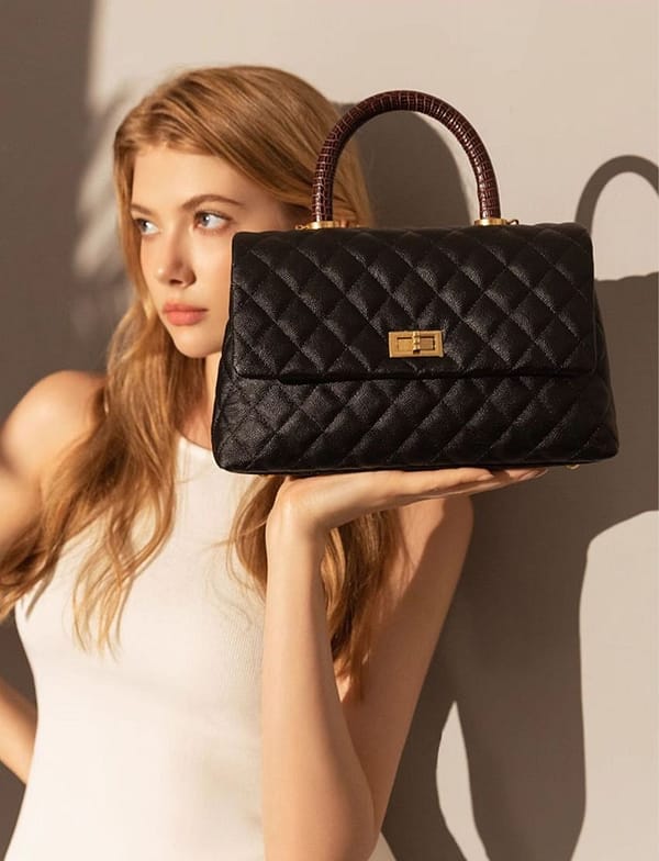 Women's Genuine Leather Vintage Quilted Handbag