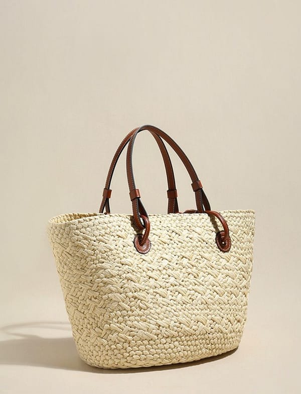 Women's Luxury French Straw Basket Tote Bag