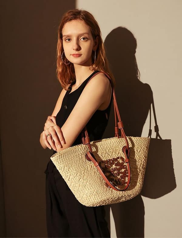 Women's Luxury French Straw Basket Tote Bag