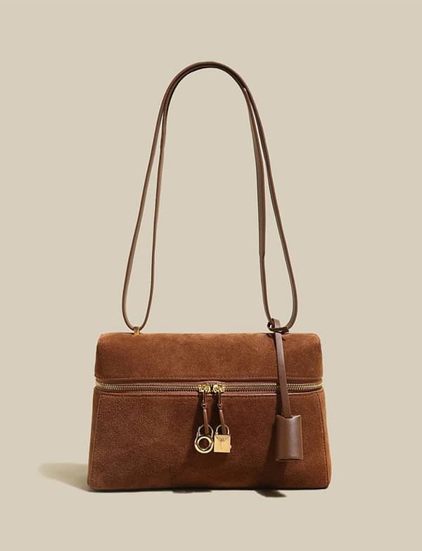 Women's Luxury Leather Suede Box Handbag