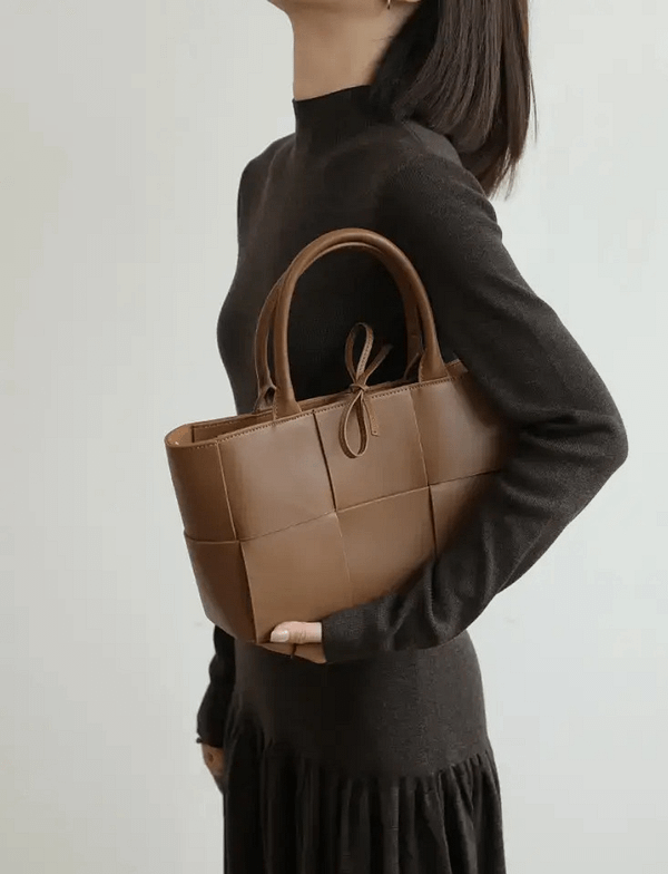 Women's Intricate Leather Woven Tote Bag