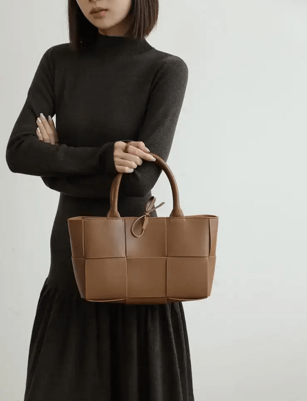 Women's Intricate Leather Woven Tote Bag