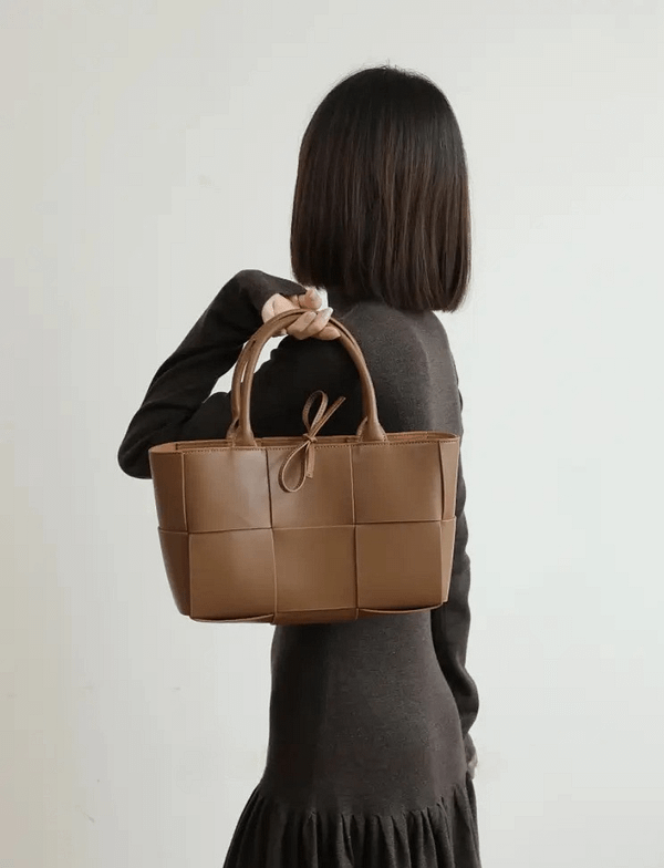 Women's Intricate Leather Woven Tote Bag