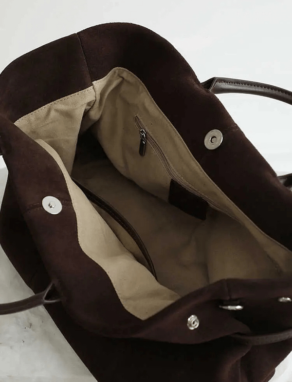 Women's Genuine Suede Top Handle Shoulder Tote Bag