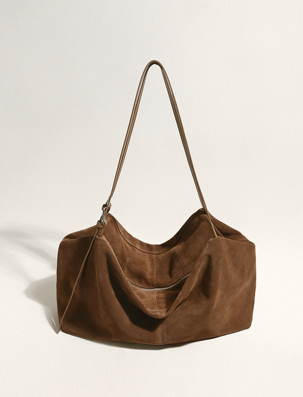 Leather Soft Suede Slouch Shoulder Bag, Commuter Bag