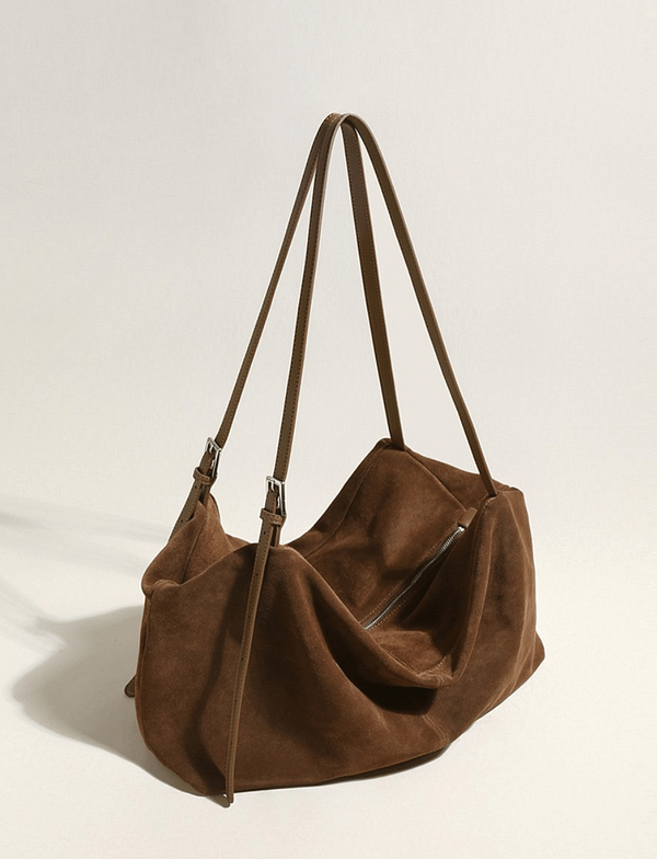 Leather Soft Suede Slouch Shoulder Bag, Commuter Bag