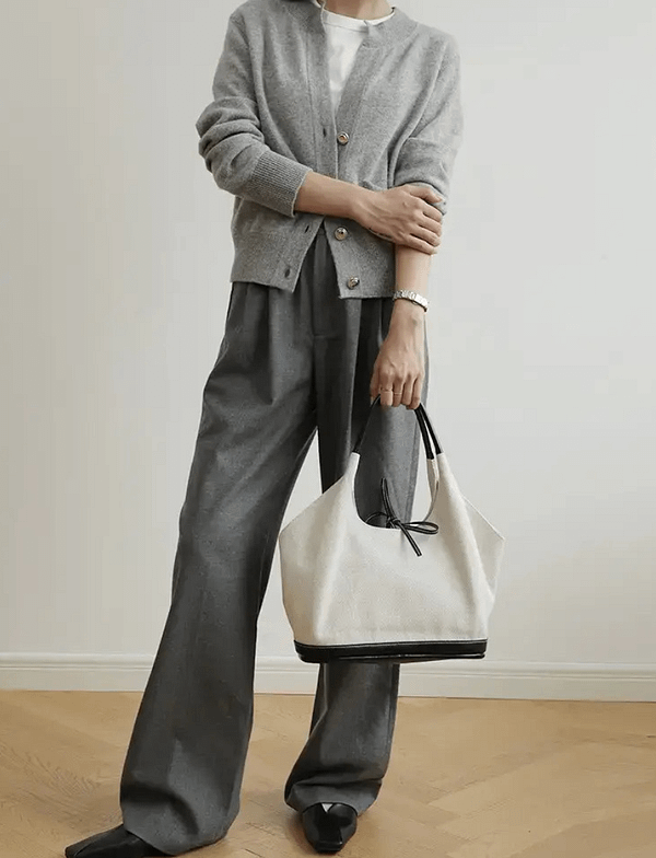 Large Leather Canvas Tote Shoulder Bag