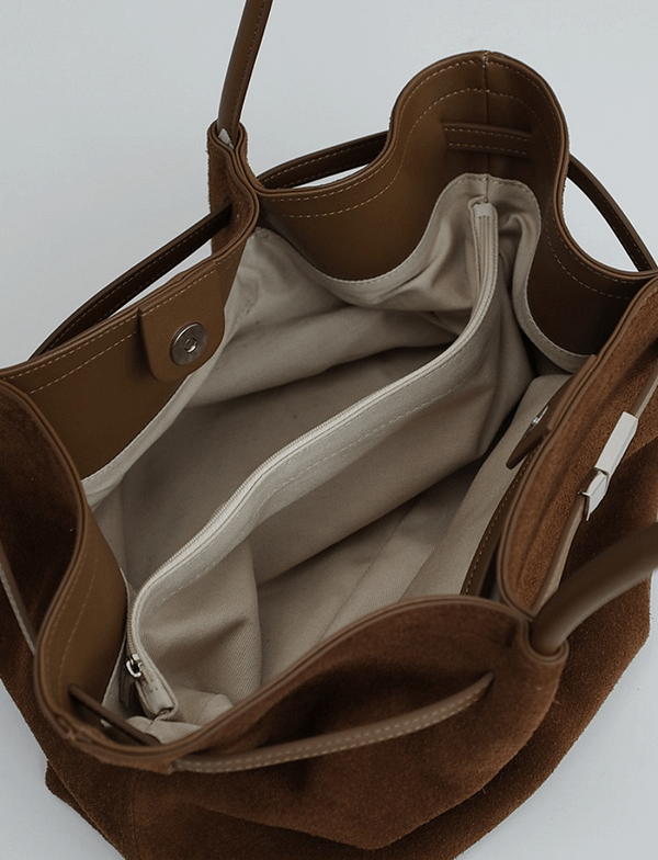 Genuine Frosted Suede Shoulder Tote Bag