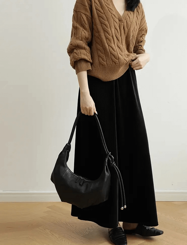 Soft Leather Dumpling Slouch Hobo Bag