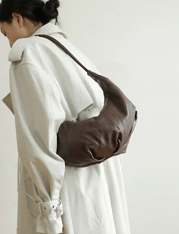 Soft Leather Dumpling Slouch Hobo Bag