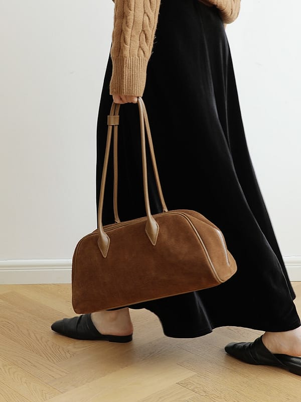 Premium Suede Retro Boston Bowling Bag